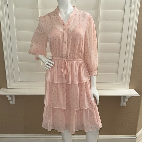 BCBGMaxAzria Clip Dot Tiered Ruffle Dress - Picture 1 of 13